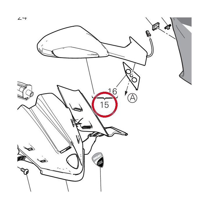 Rétroviseur droit 523S0655A — réf. 523S0655A | Ducati Store