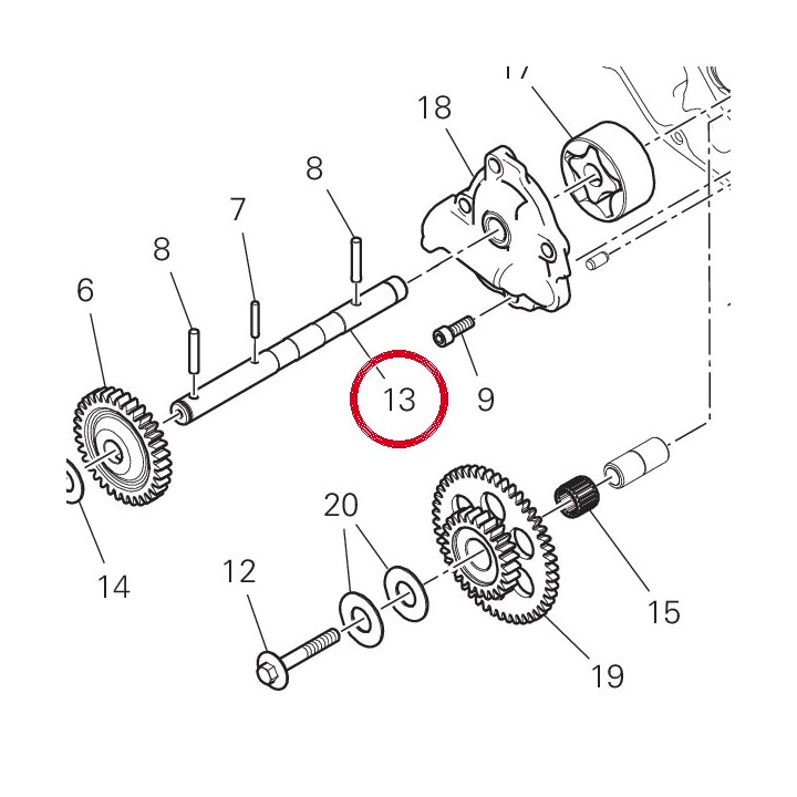 Arbre de commande pompe ╖ — réf. 14710903A | Ducati Store