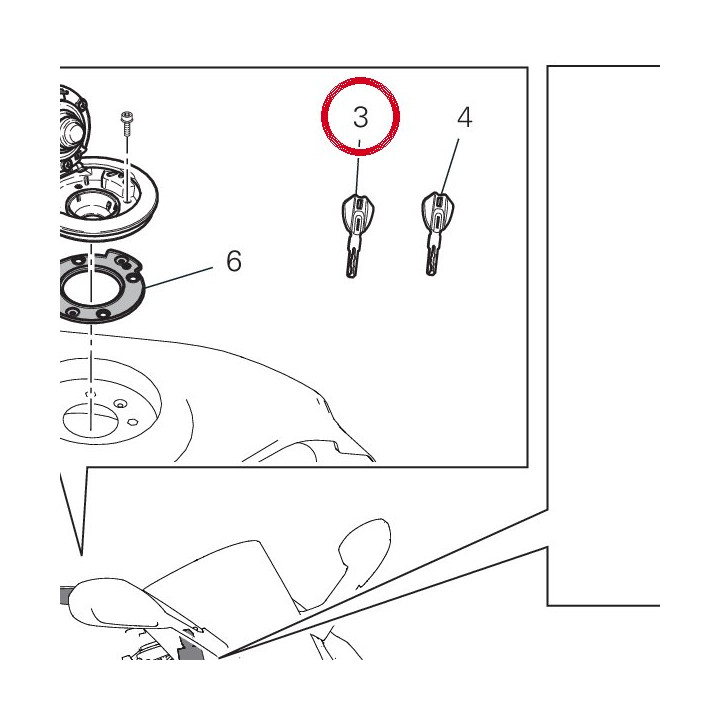 Clé avec transpondeur actif — réf. 59840571B | Ducati Store