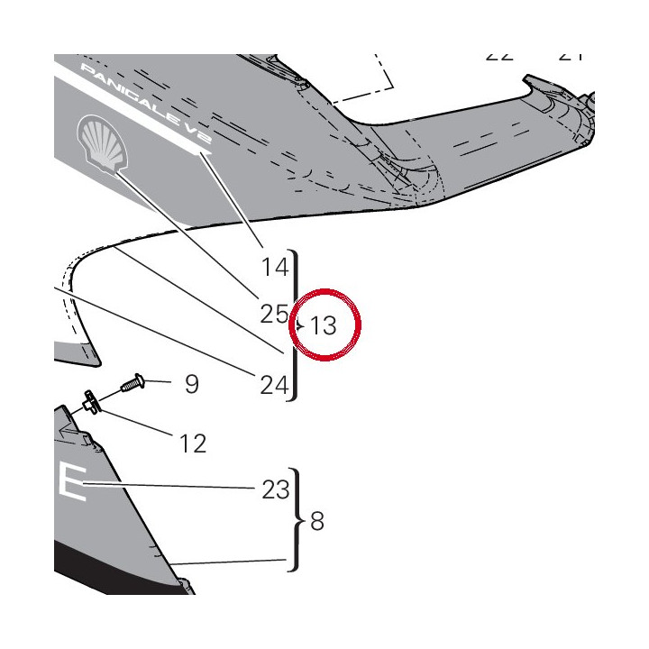 Demi-Carene supérieur — réf. 4801A861AD | Ducati Store