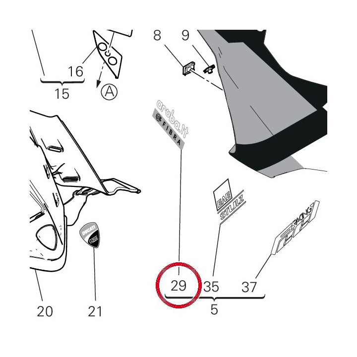 Decalcomanie bulle 1 droite — réf. 4381K541A | Ducati Store