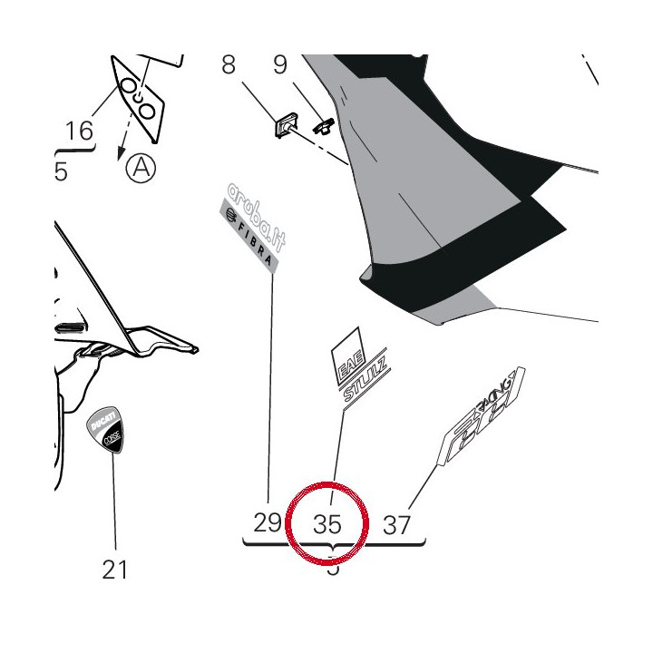 Decalcomanie bulle 2 droite — réf. 4381K521A | Ducati Store