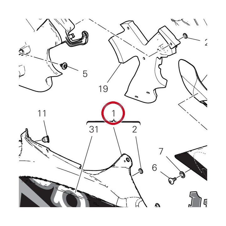 Estrattore carene droite — réf. 4801B012AE | Ducati Store