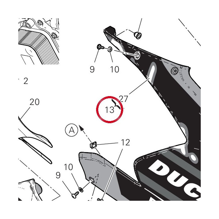 Demi-Carene supérieur — réf. 4801A861AE | Ducati Store