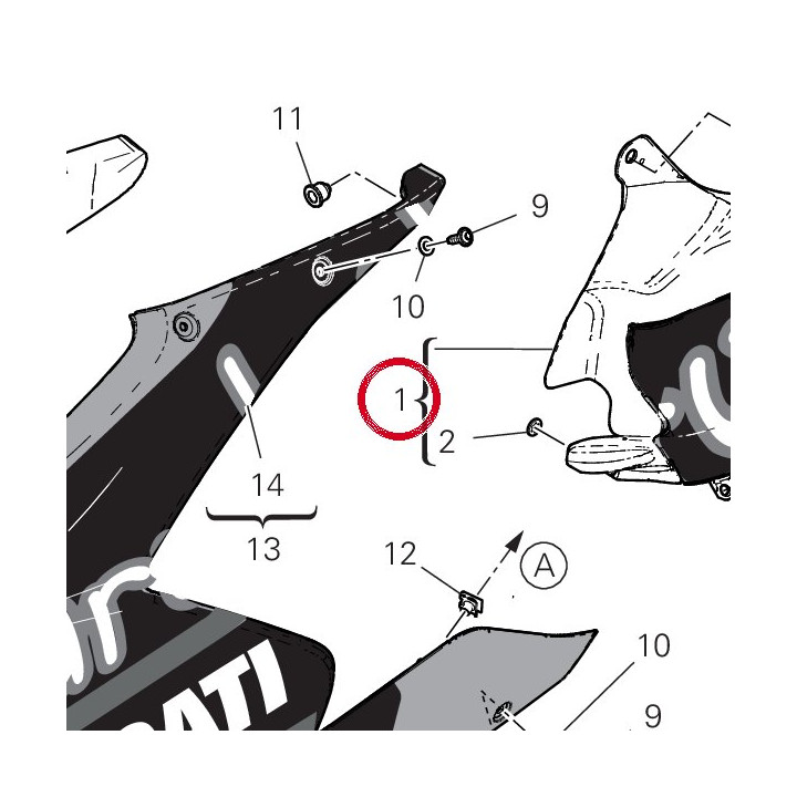 Estrattore carene gauche — réf. 4801B041AE | Ducati Store