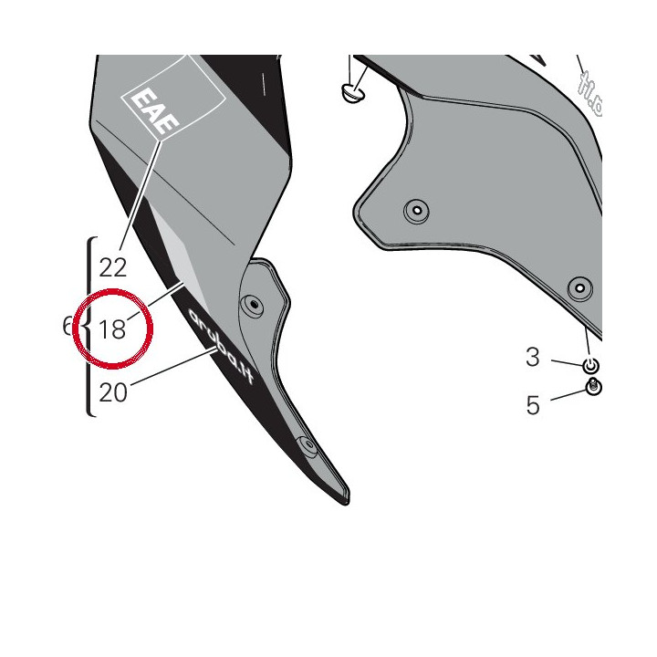 Decalcomanie droite carre — réf. 4381K641A | Ducati Store