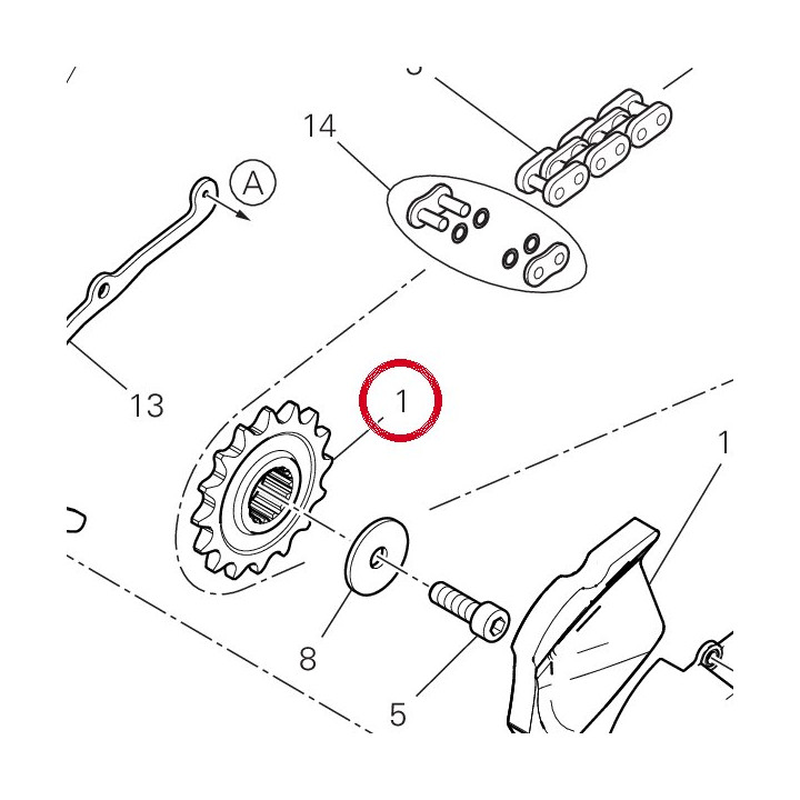 Pignon chaîne D16 44910801B — réf. 44910801B | Ducati Store