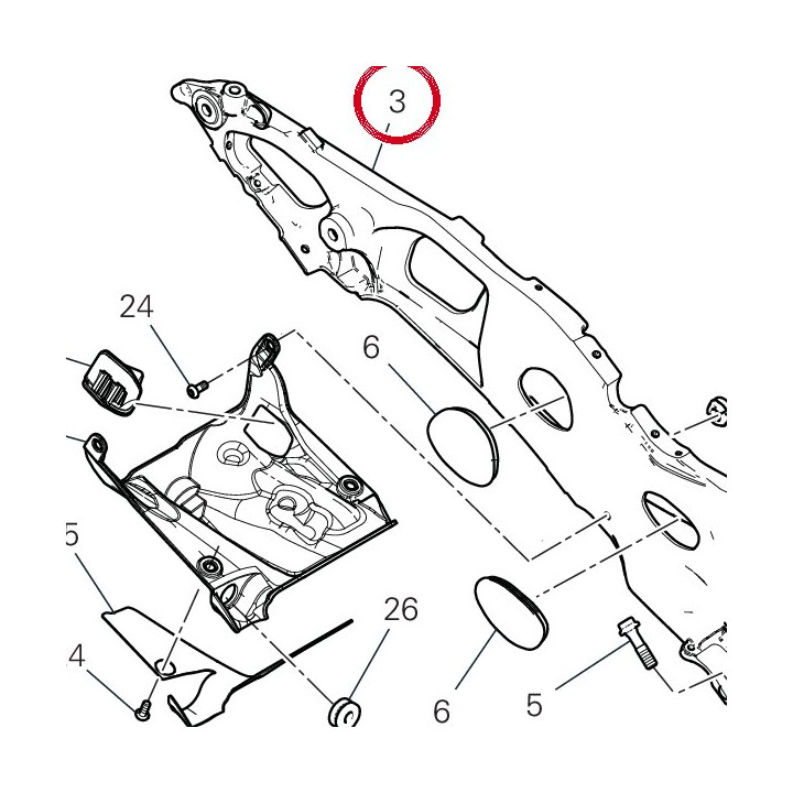 Cadre arrière gauche — réf. 47112232AA | Ducati Store
