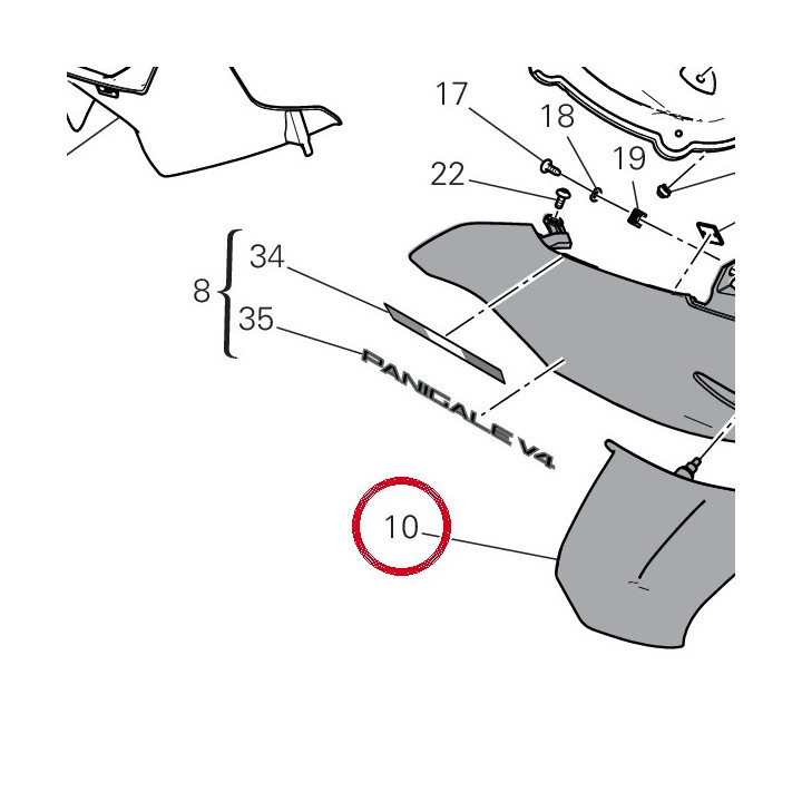 Ala destra 4801E421BA — réf. 4801E421BA | Ducati Store