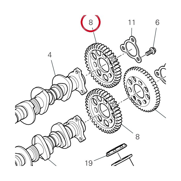 Timing drive gear Z39 V4 fe — réf. 17112221C | Ducati Store