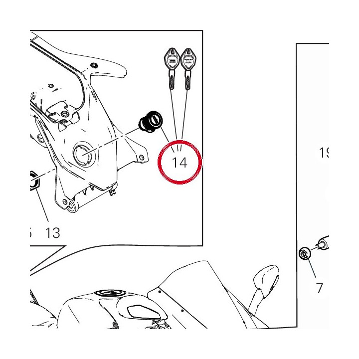 Seat latch 696-1100Mr/09 — réf. 59820611AB | Ducati Store
