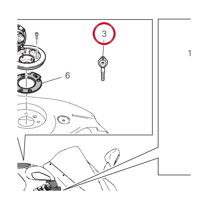 Clé avec transpondeur actif — réf. 59810551B | Ducati Store