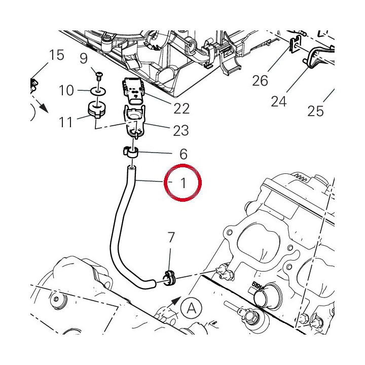 Tuyau avant gauche 93513101A — réf. 93513101A | Ducati Store