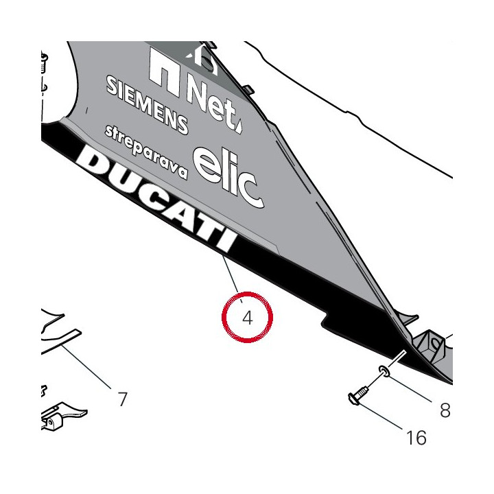 Demi-Carene inférieur — réf. 4801I851AA | Ducati Store