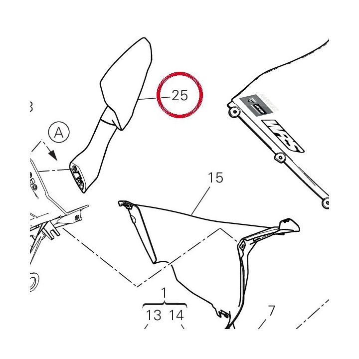 Rétroviseur gauche 523S0802A — réf. 523S0802A | Ducati Store