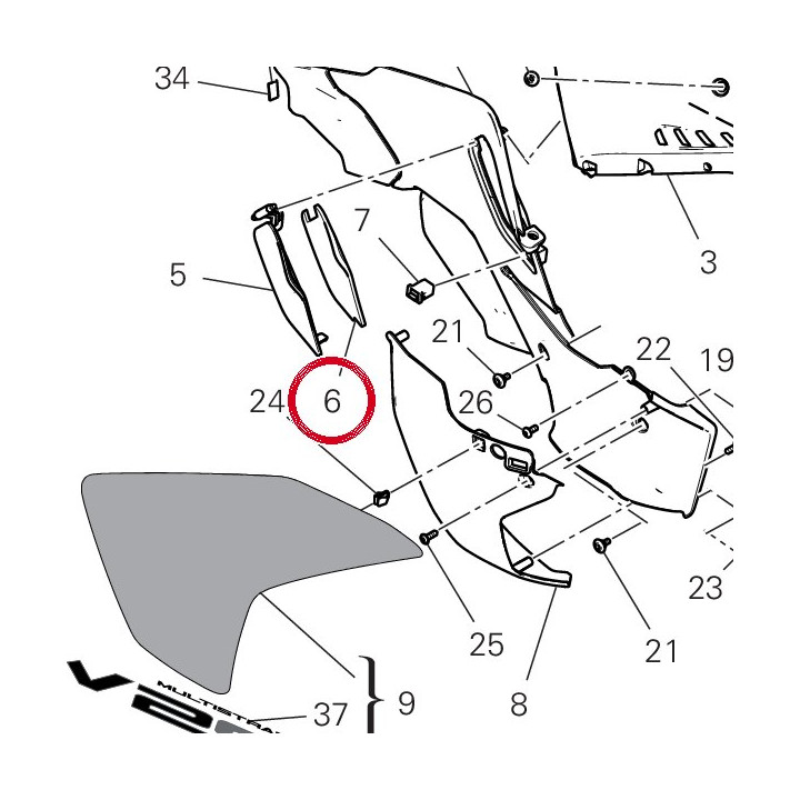 Tampon autocollant droit — réf. 86614421B | Ducati Store