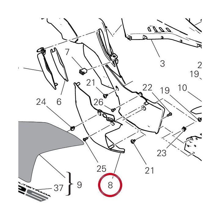 Conduit droit cote — réf. 48413801B | Ducati Store