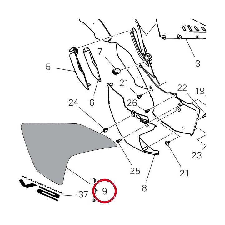 Ala destra 480PF011BA — réf. 480PF011BA | Ducati Store