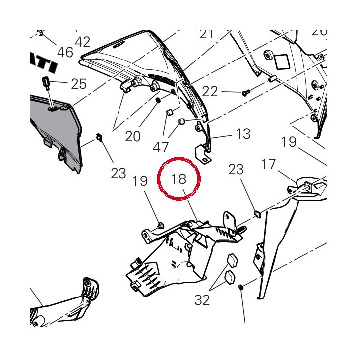 Support ala sinistra — réf. 8291S421B | Ducati Store