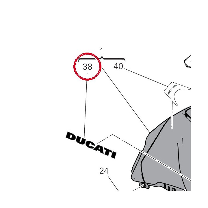 Decalco Ducati serbatoio dx — réf. 4381M411A | Ducati Store
