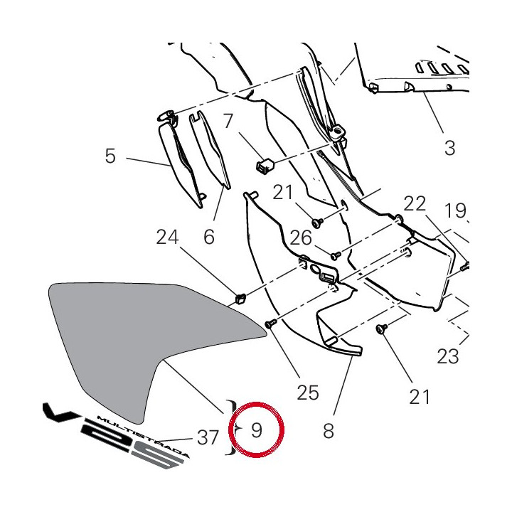 Ala destra 480PF011BC — réf. 480PF011BC | Ducati Store