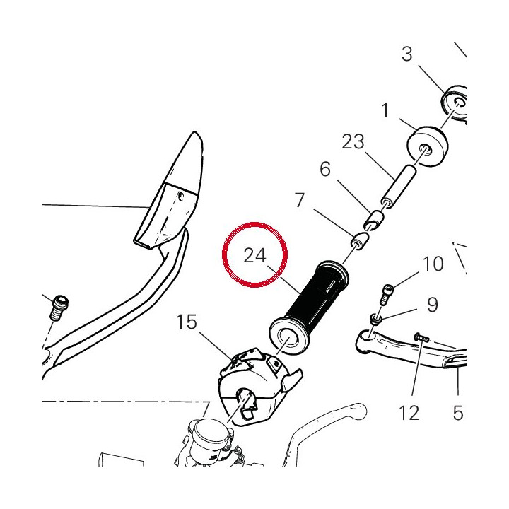 Poignée gauche 36110221A — réf. 36110221A | Ducati Store