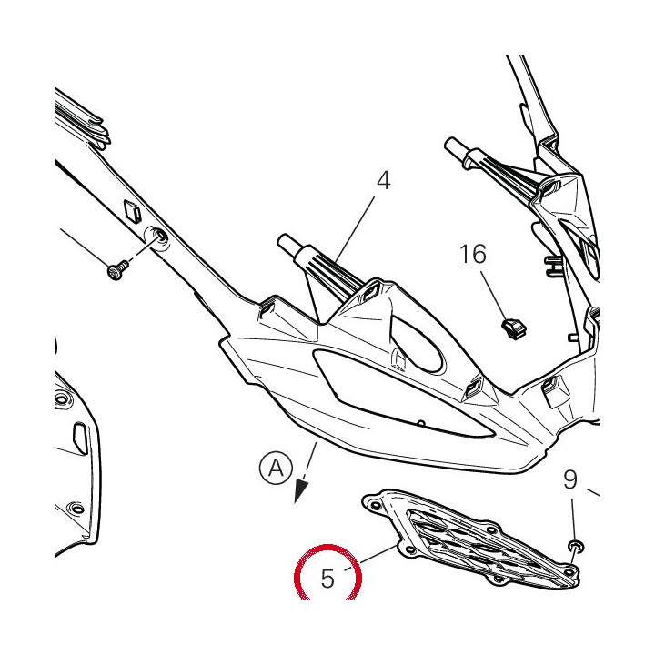 Grille droit 4801B953A — réf. 4801B953A | Ducati Store