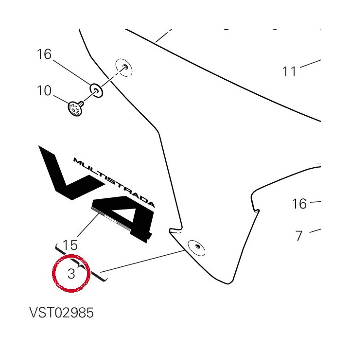 Ala destra 4801A901AF — réf. 4801A901AF | Ducati Store
