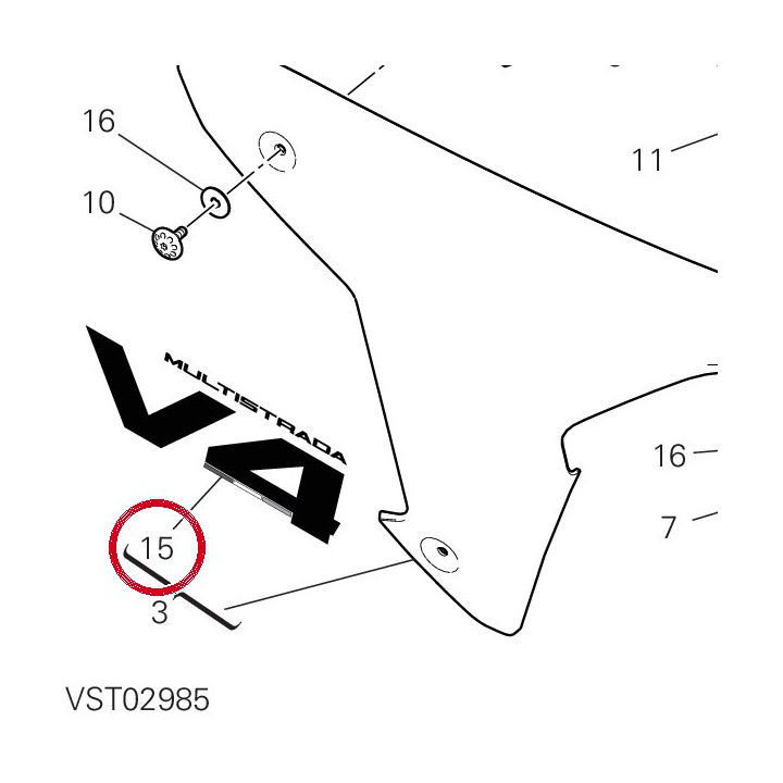 Decalcomanie droite — réf. 4381L551A | Ducati Store