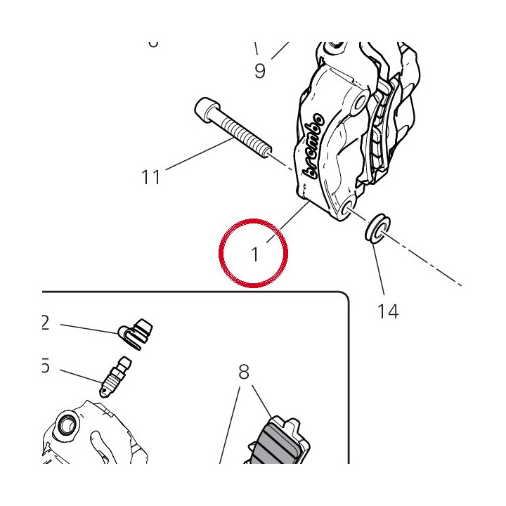 Étrier frein avant droite — réf. 61041971AT | Ducati Store