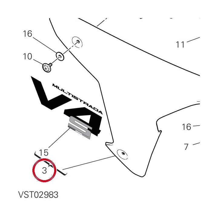 Ala destra 4801A901AH — réf. 4801A901AH | Ducati Store