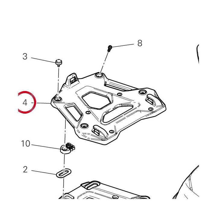 Support supérieur coffre — réf. 8291S541AA | Ducati Store