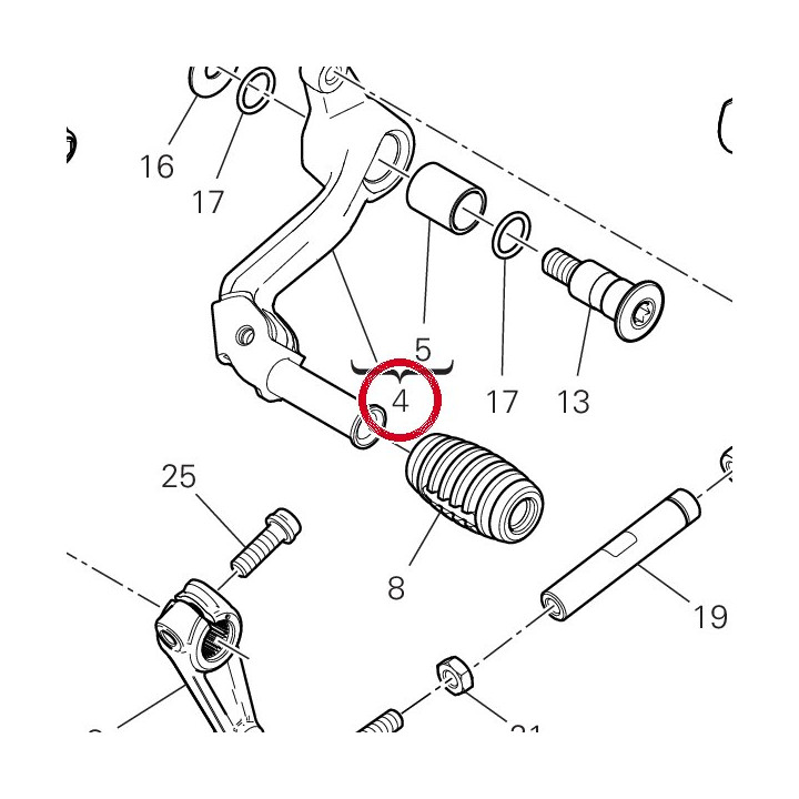 Gearchange control lever — réf. 45623573AA | Ducati Store