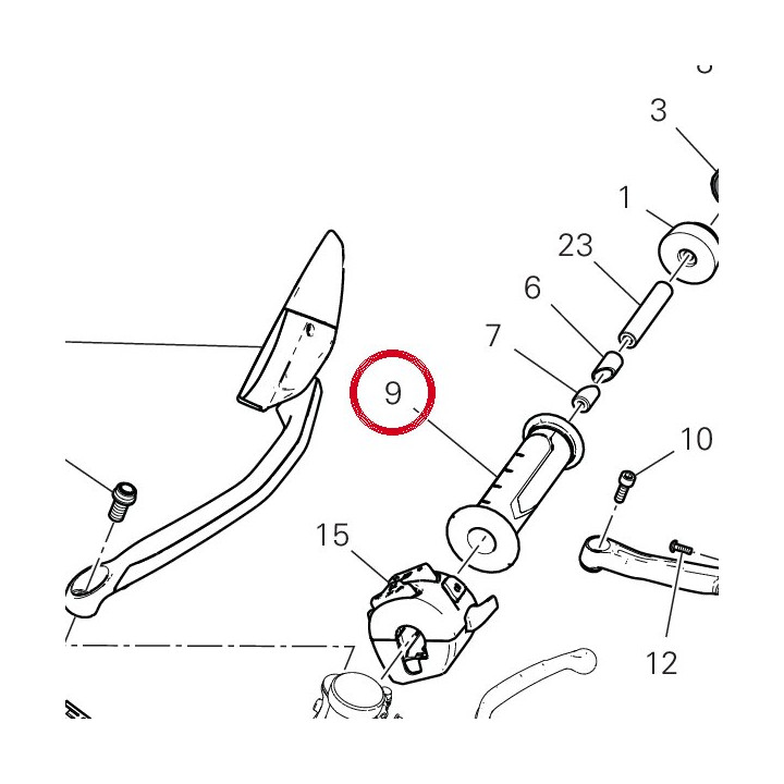 Poignée gauche 36110201A — réf. 36110201A | Ducati Store