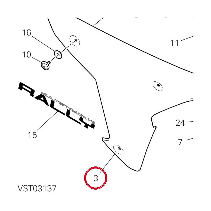 Ala destra 4801C511AA — réf. 4801C511AA | Ducati Store