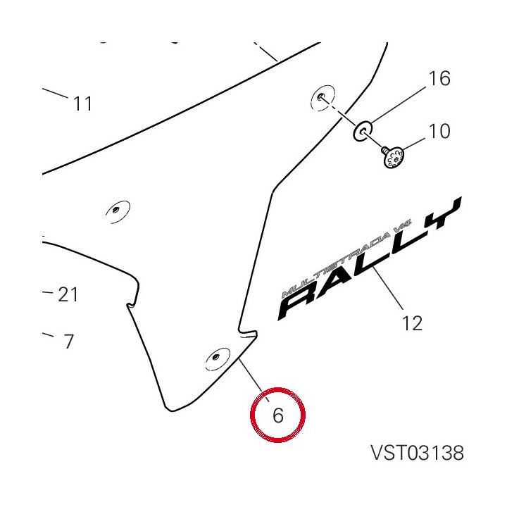 Ala sinistra 4801C521AA — réf. 4801C521AA | Ducati Store