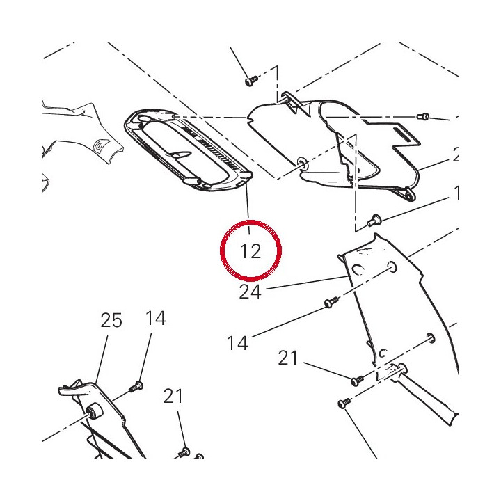 Lh back escutcheon painted — réf. 4801D291AA | Ducati Store