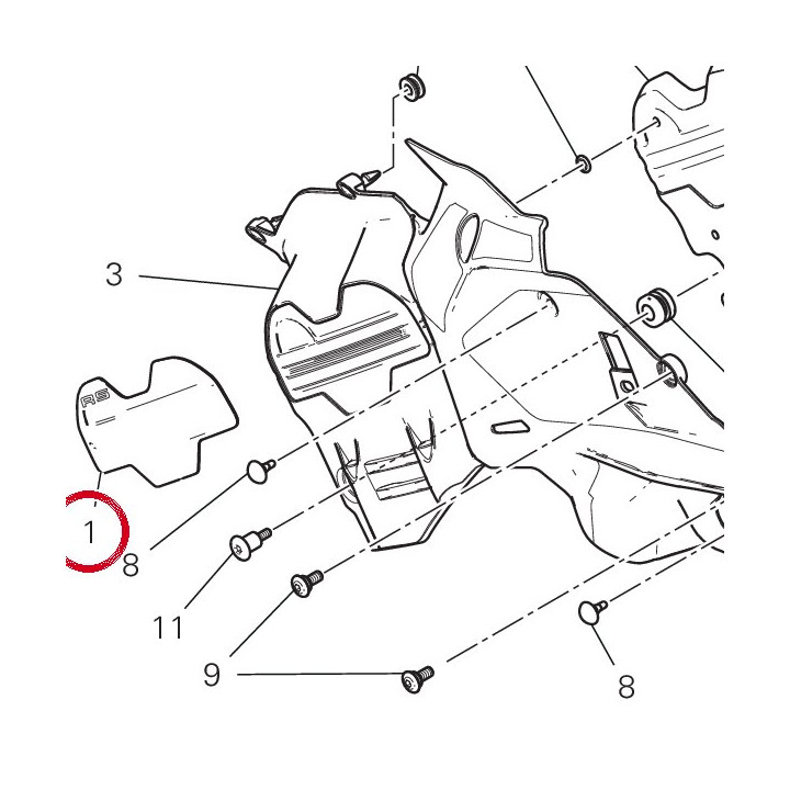 Placca cover motore dx — réf. 4801D531BA | Ducati Store