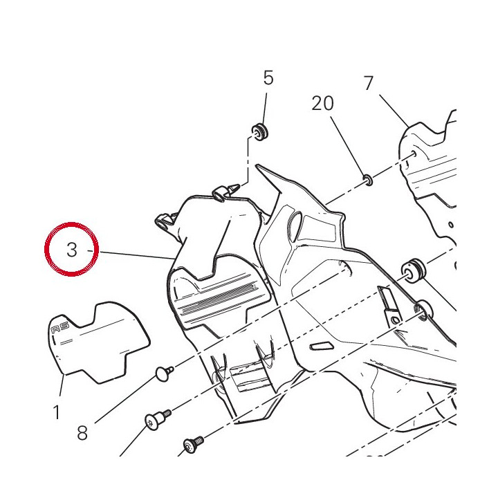 Couvercle droit 4601M541B — réf. 4601M541B | Ducati Store