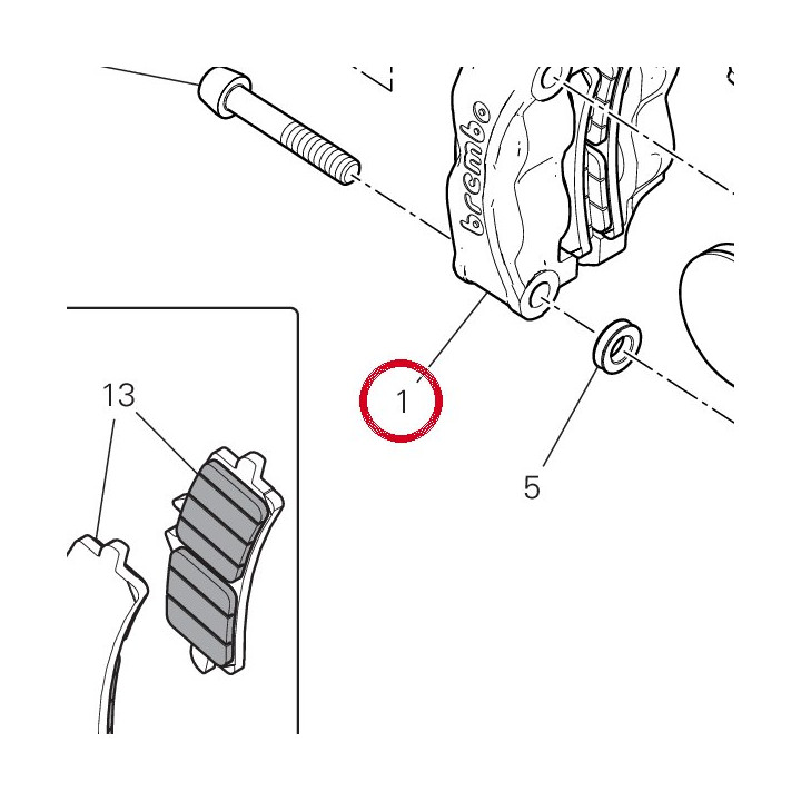 Étrier frein avant droite — réf. 61042161A | Ducati Store