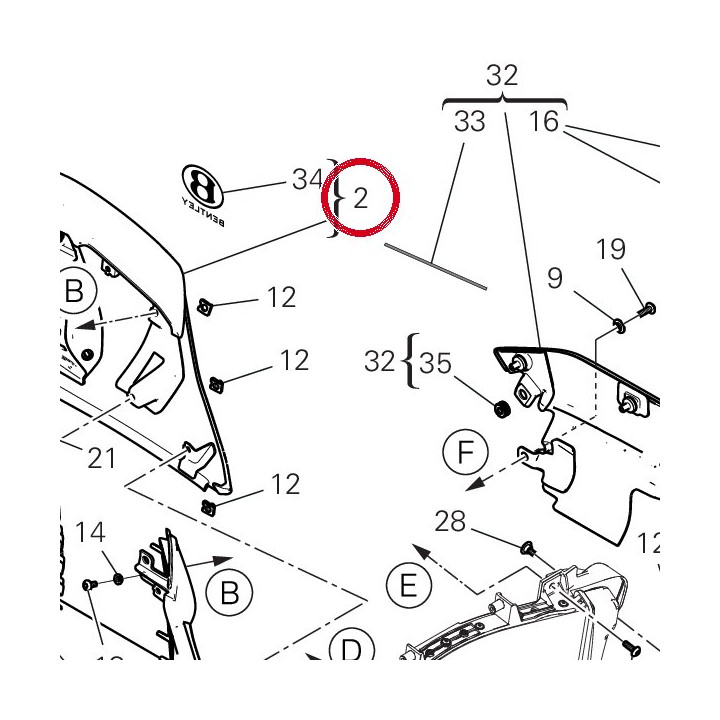 Ouie radiateur gauche — réf. 48413722BA | Ducati Store