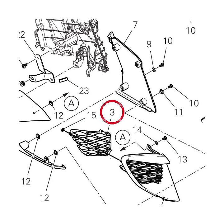 Grille droite 48413621AA — réf. 48413621AA | Ducati Store