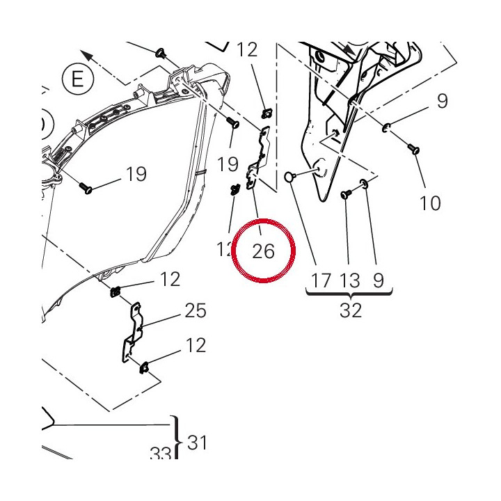 Bride gauche 8291K271AA — réf. 8291K271AA | Ducati Store