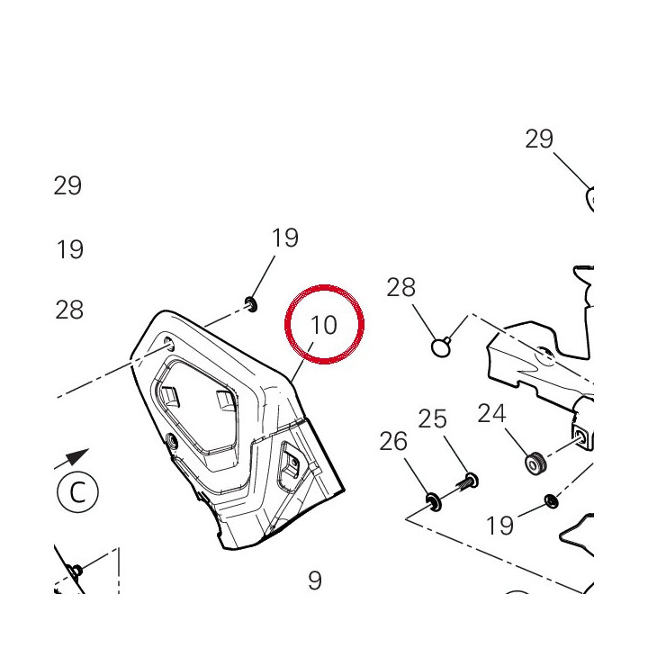 Absorbant sonore droit — réf. 48611301A | Ducati Store