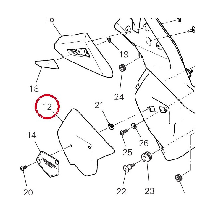 Couvercle droit — réf. 4601N401AA | Ducati Store