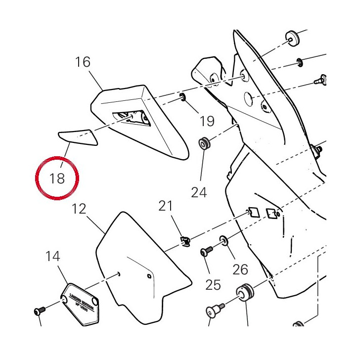 Moulure droite 4601N421AA — réf. 4601N421AA | Ducati Store