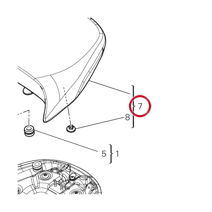 Selle passager 595P7801AA — réf. 595P7801AA | Ducati Store