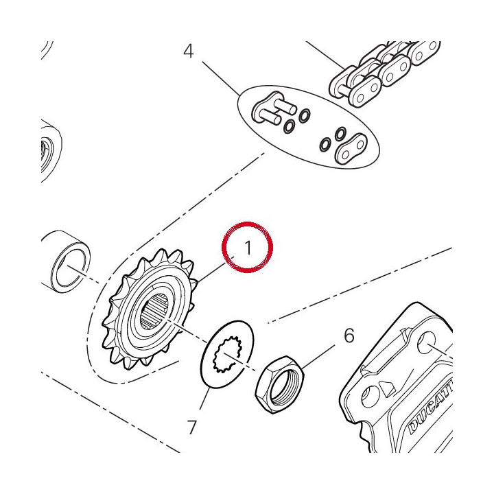 Pignon chaîne D15 44910792A — réf. 44910792A | Ducati Store