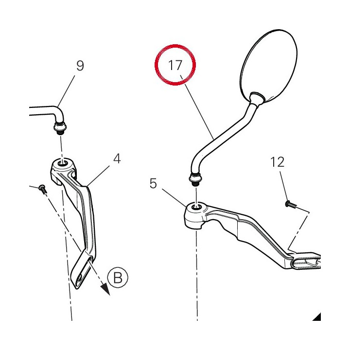 Miroir gauche 52310731A — réf. 52310731A | Ducati Store