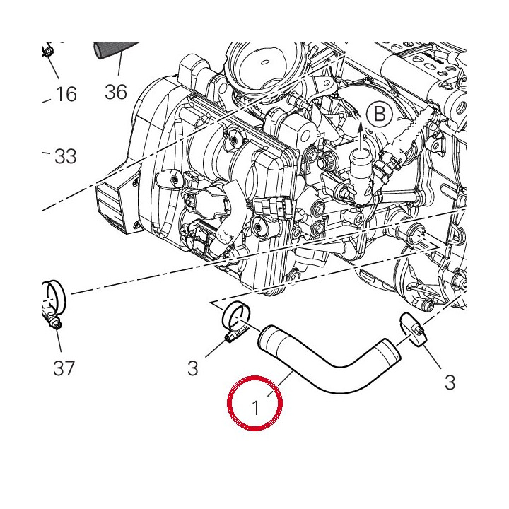 Tuyau entree D'Eau cylindre — réf. 80011852B | Ducati Store
